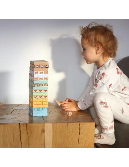 WOOPIE GREEN Gra Zręcznościowa "Chwiejąca Wieża" Zwierzęta 82 el.