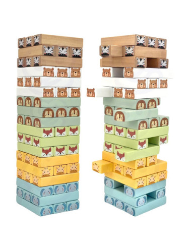 WOOPIE GREEN Gra Zręcznościowa "Chwiejąca Wieża" Zwierzęta 82 el.