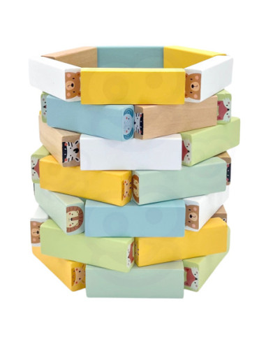 WOOPIE GREEN Gra Zręcznościowa "Chwiejąca Wieża" Zwierzęta 82 el.