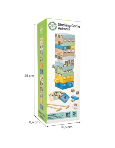 WOOPIE GREEN Gra Zręcznościowa "Chwiejąca Wieża" Zwierzęta 82 el.