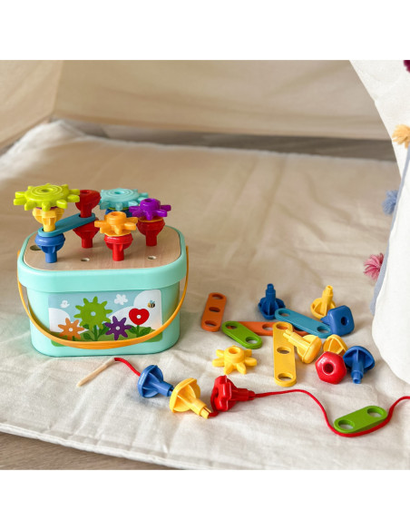 WOOPIE GREEN Układanka Montessori Kołki w Pudełku Stosy Nawlekanka