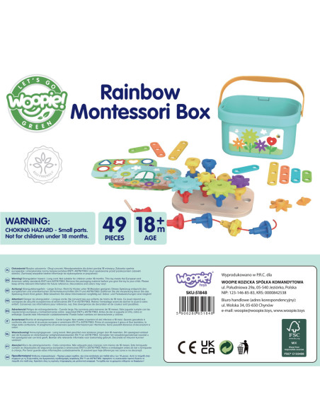 WOOPIE GREEN Układanka Montessori Kołki w Pudełku Stosy Nawlekanka