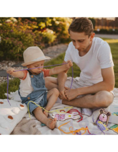 WOOPIE GREEN Edukacyjna Drewniana Sznurowanka Zwierzątka do Nawlekania 2