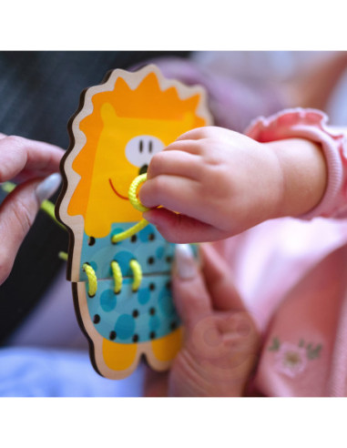 WOOPIE GREEN Edukacyjna Drewniana Sznurowanka Zwierzątka do Nawlekania