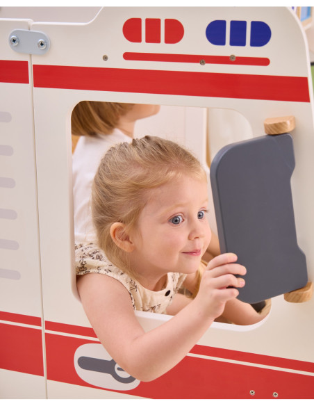 VIGA Duży Drewniany Ambulans Super Karetka Zestaw z Akcesoriami