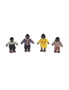 VIGA Zestaw Drewnianych Laleczek Materiałowe Ubranka 4 szt Ciemnoskóre 2