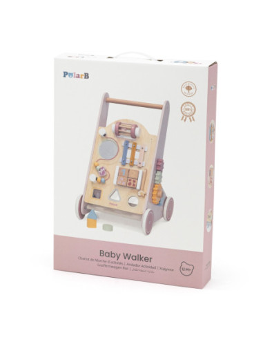 VIGA PolarB Drewniany Pchacz Chodzik Różowy Edukacyjny