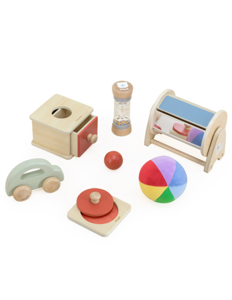 VIGA Zestaw Zabawek Edukacyjnych Pudełko Box od 6 miesiąca do 12 miesiąca