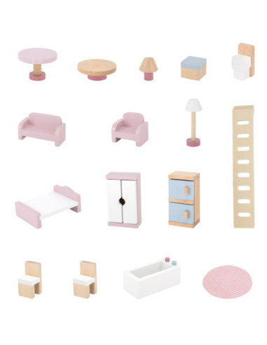 VIGA PolarB Drewniany Domek dla Lalek Różowy