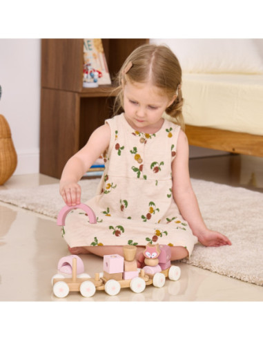 VIGA PolarB Różowa Kolejka Pociąg z Wagonikami Klocki