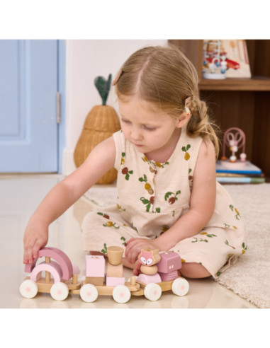 VIGA PolarB Różowa Kolejka Pociąg z Wagonikami Klocki