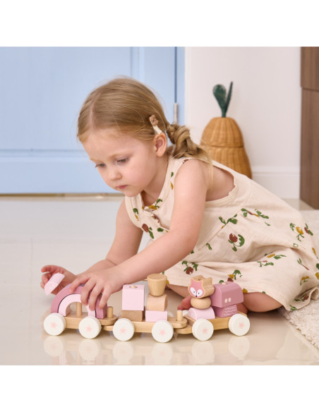 VIGA PolarB Różowa Kolejka Pociąg z Wagonikami Klocki