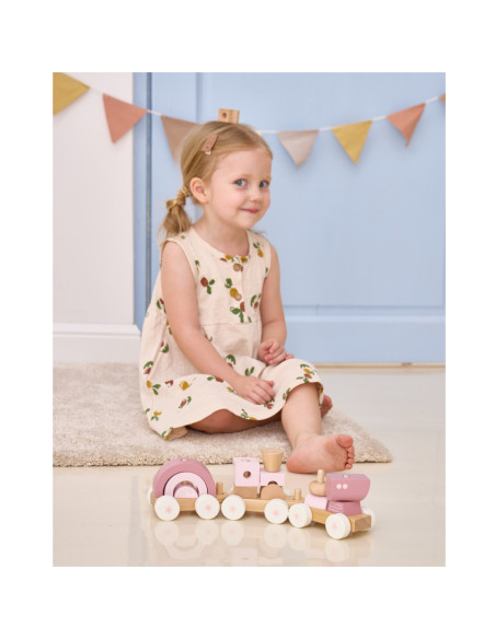 VIGA PolarB Różowa Kolejka Pociąg z Wagonikami Klocki