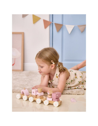 VIGA PolarB Różowa Kolejka Pociąg z Wagonikami Klocki