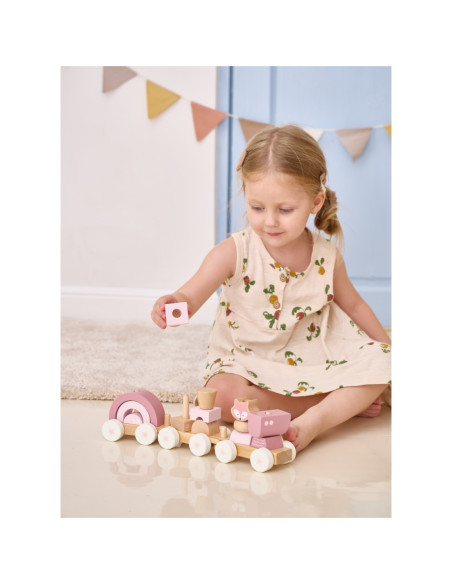 VIGA PolarB Różowa Kolejka Pociąg z Wagonikami Klocki