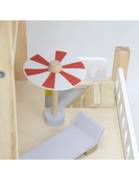 VIGA Zestaw Drewniany Domek dla Lalek z Laleczkami i Akcesoriami