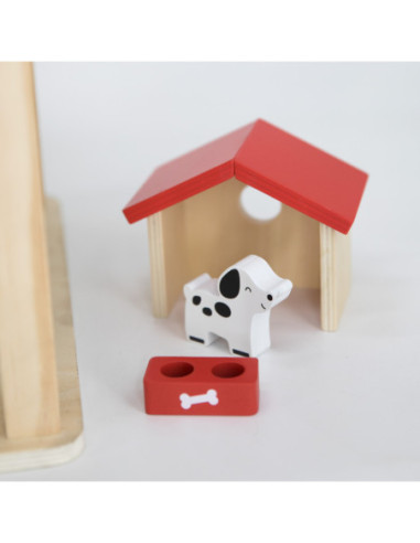 VIGA Zestaw Drewniany Domek dla Lalek z Laleczkami i Akcesoriami