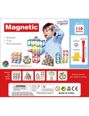 WOOPIE Klocki Magnetyczne Konstrukcyjne Układanka 110 el._4SZT