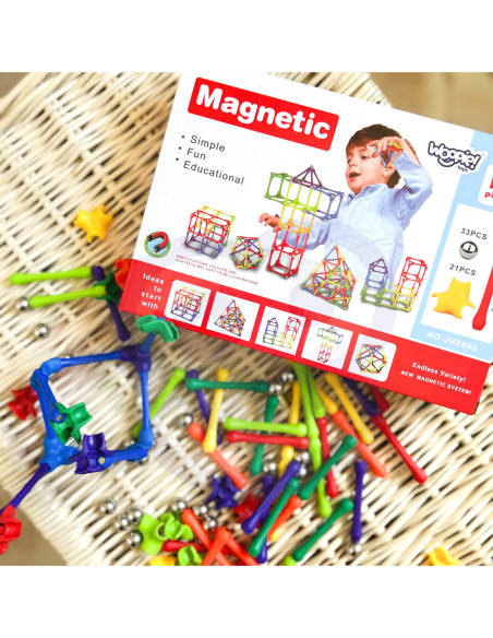 WOOPIE Klocki Magnetyczne Konstrukcyjne Układanka 110 el._8SZT