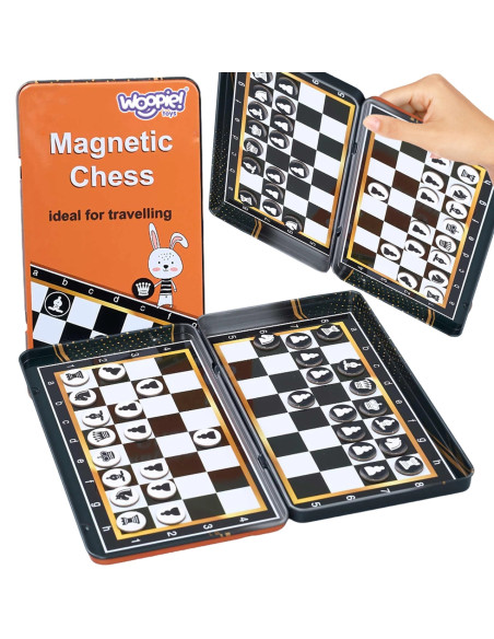 WOOPIE Szachy Warcaby Magnetyczne 2w1 Gra Podróżna Kieszonkowa