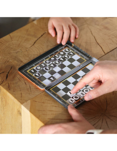 WOOPIE Szachy Warcaby Magnetyczne 2w1 Gra Podróżna Kieszonkowa