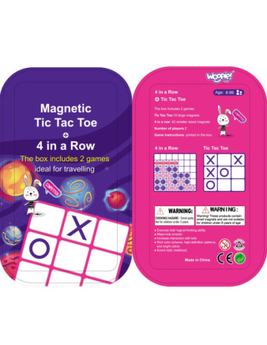 WOOPIE Magnetyczna Gra 2w1 Kółko I Krzyżyk + Gra 4 w Lini MINI
