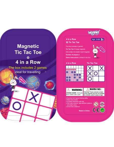 WOOPIE Magnetyczna Gra 2w1 Kółko I Krzyżyk + Gra 4 w Lini MINI