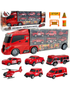 WOOPIE Zestaw Ciężarówka Transporter 3w1 Czerwony 11 el.