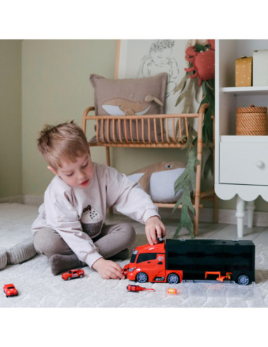 WOOPIE Zestaw Ciężarówka Transporter 3w1 Czerwony 11 el.
