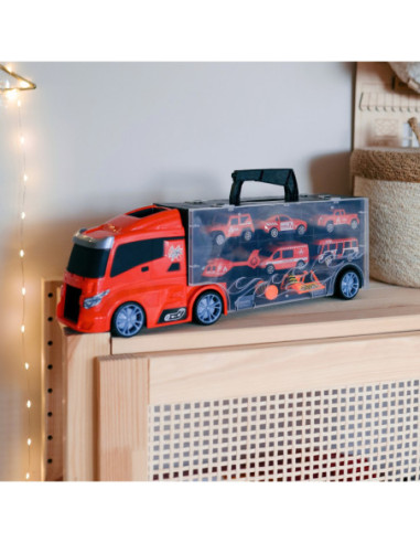 WOOPIE Zestaw Ciężarówka Transporter 3w1 Czerwony 11 el.