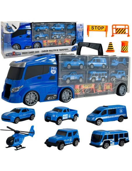 WOOPIE Zestaw Cieżarówka Transporter 3w1 Niebieski Policja