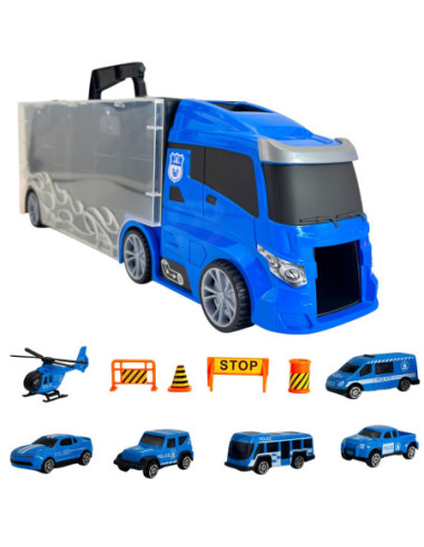 WOOPIE Zestaw Cieżarówka Transporter 3w1 Niebieski Policja