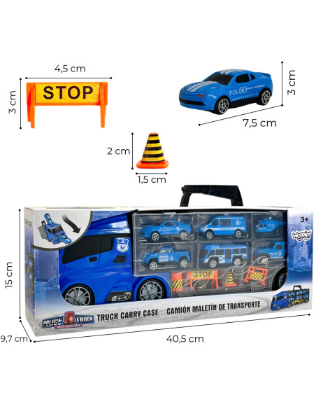 WOOPIE Zestaw Cieżarówka Transporter 3w1 Niebieski Policja