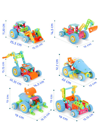WOOPIE Zestaw Pojazdów Klocki Konstrukcyjny 6w1 STEM