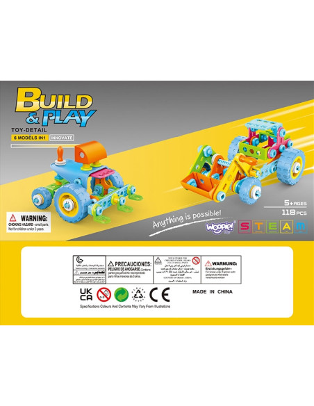 WOOPIE Zestaw Pojazdów Klocki Konstrukcyjny 6w1 STEM