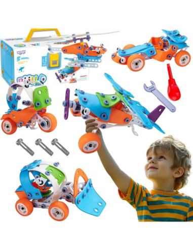 WOOPIE Zestaw Pojazdów Klocki Konstrukcyjne 5w1 STEM