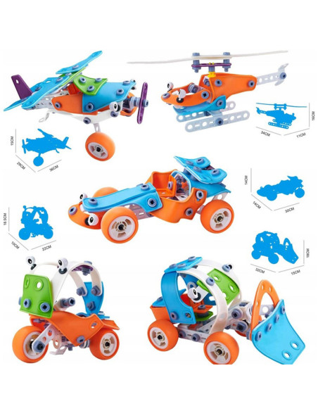 WOOPIE Zestaw Pojazdów Klocki Konstrukcyjne 5w1 STEM