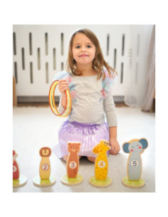 TOOKY TOY Rzut do Celu Drewniana Gra Zręcznościowa Obręcze 15 el. 2