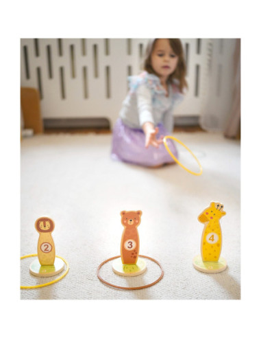 TOOKY TOY Rzut do Celu Drewniana Gra Zręcznościowa Obręcze 15 el.