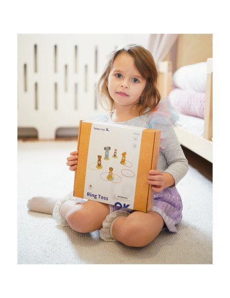 TOOKY TOY Rzut do Celu Drewniana Gra Zręcznościowa Obręcze 15 el.