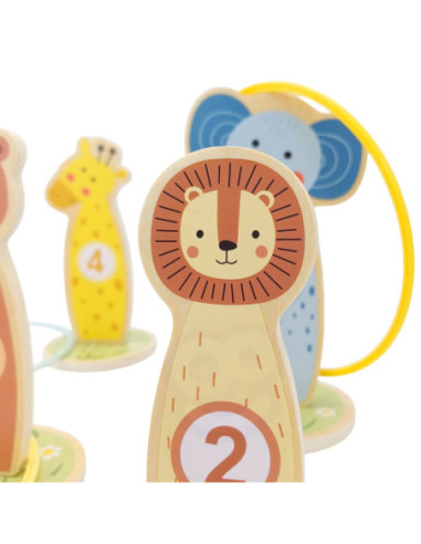 TOOKY TOY Rzut do Celu Drewniana Gra Zręcznościowa Obręcze 15 el.