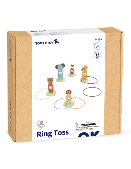 TOOKY TOY Rzut do Celu Drewniana Gra Zręcznościowa Obręcze 15 el.