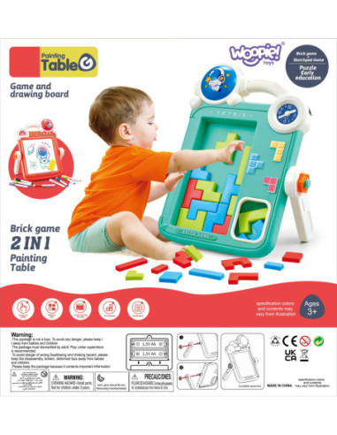 WOOPIE Dwustronna Tablica do Rysowania Gra Tetris 2w1 Pomarańczowa