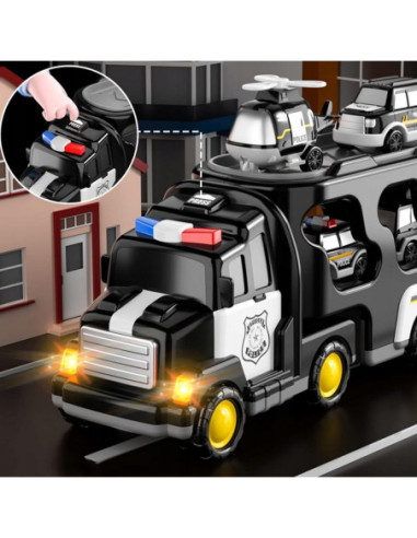 Duży Zestaw Policyjny Ciężarówka + 4 Auta Woopie