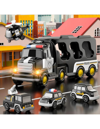Duży Zestaw Policyjny Ciężarówka + 4 Auta Woopie
