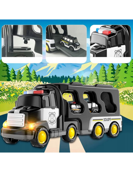 Duży Zestaw Policyjny Ciężarówka + 4 Auta Woopie