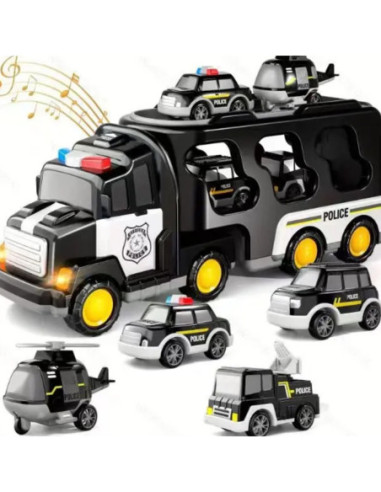 Duży Zestaw Policyjny Ciężarówka + 4 Auta Woopie