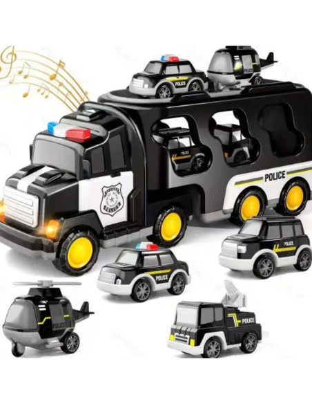 Duży Zestaw Policyjny Ciężarówka + 4 Auta Woopie