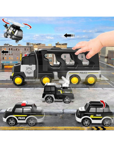 Duży Zestaw Policyjny Ciężarówka + 4 Auta Woopie