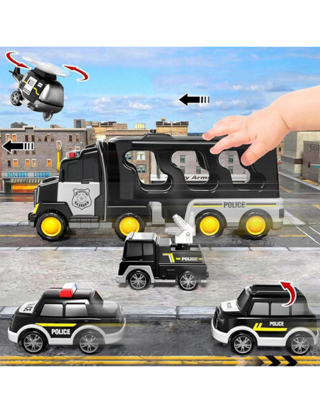 Duży Zestaw Policyjny Ciężarówka + 4 Auta Woopie